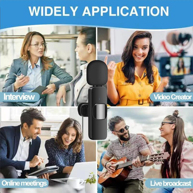 2 Pcs Wireless Lavalier Microphones for -Mini Wireless Clip-Onmicrophones Crystal Clear Sound Quality Forrecording, Live Streaming,Vlog