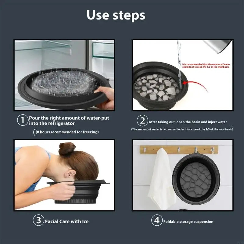 Face Ice Bath Bowl for Facials Plunge Dipping Face Folding Ice Facials Washbasin Facials Skin Cares Tool for Home Travel